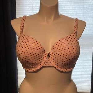 Cacique padded underwire convertible pink with black dots bra 44DD